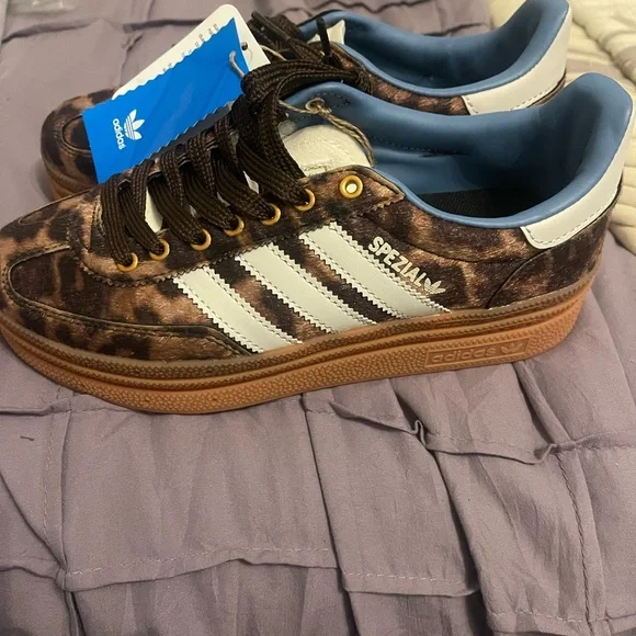 adidas Spezial Leopard Print Sneakers - Brown/White/Blue - Picture 3 of 6